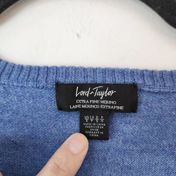 Lord & Taylor Extra Fine Merino Wool Pullover Sweater Blue Knit Women's S - Picture 5 of 6